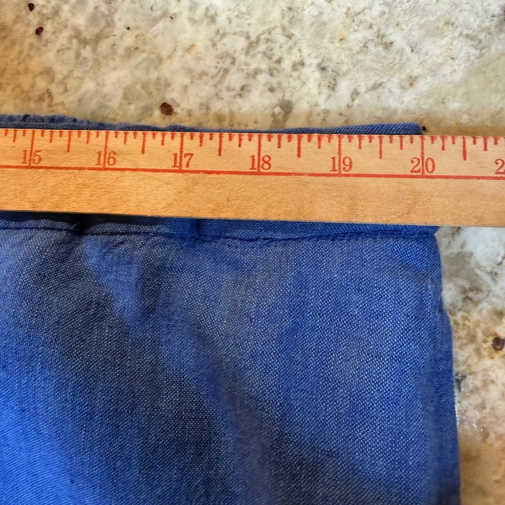 Chico's Linen Crop Pants Womens US 20 Blue Wide Leg Pull On Button Hem Plus - Picture 13 of 16